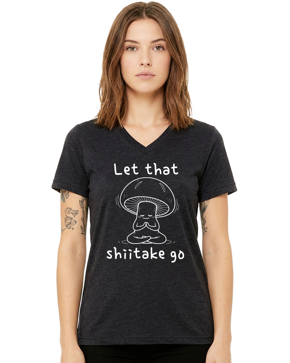 Let That Shiitake Go Unisex V-Neck T-Shirt - Gardens of Honey