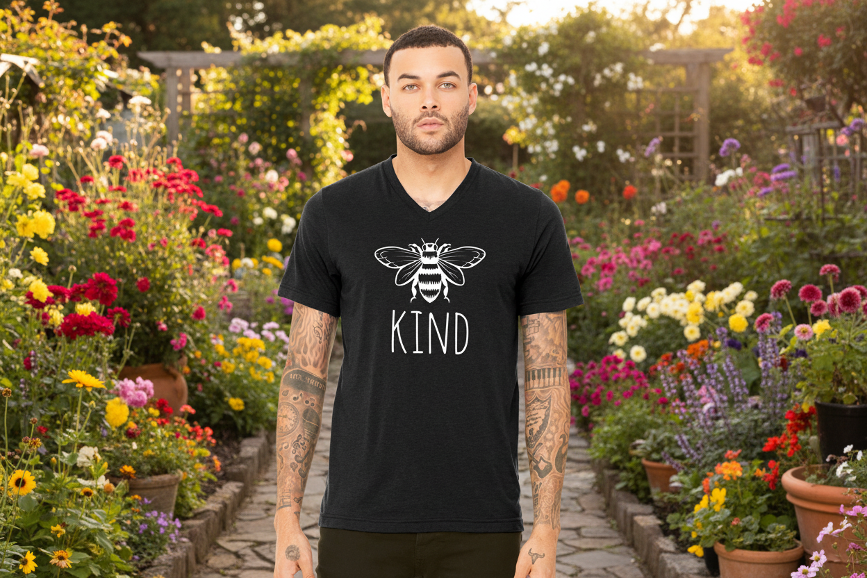 Bee Kind Unisex V-Neck T-Shirt (New) - Gardens of Honey