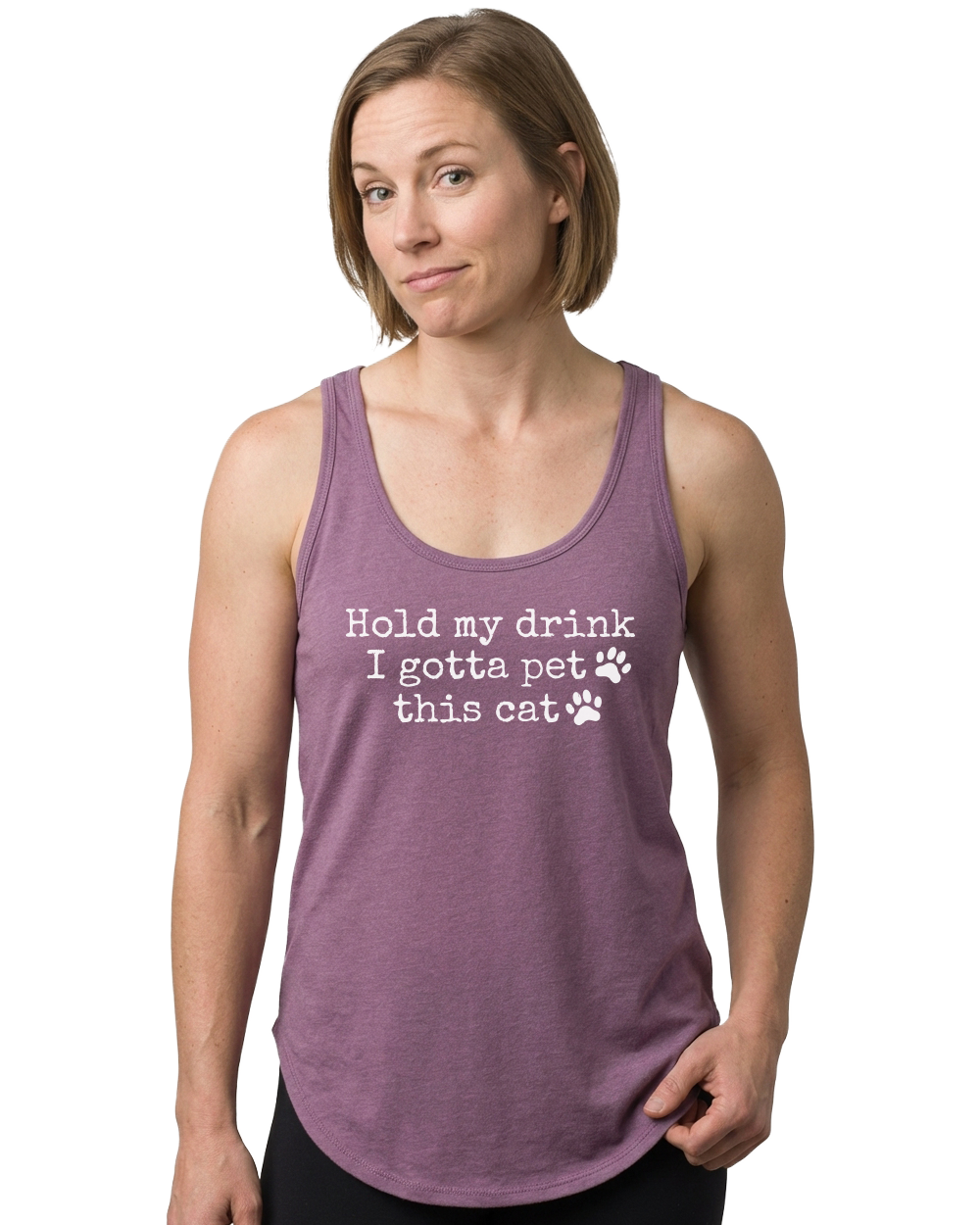 Hold My Drink I Gotta Pet This Cat Women's Festival Tank - Gardens of Honey