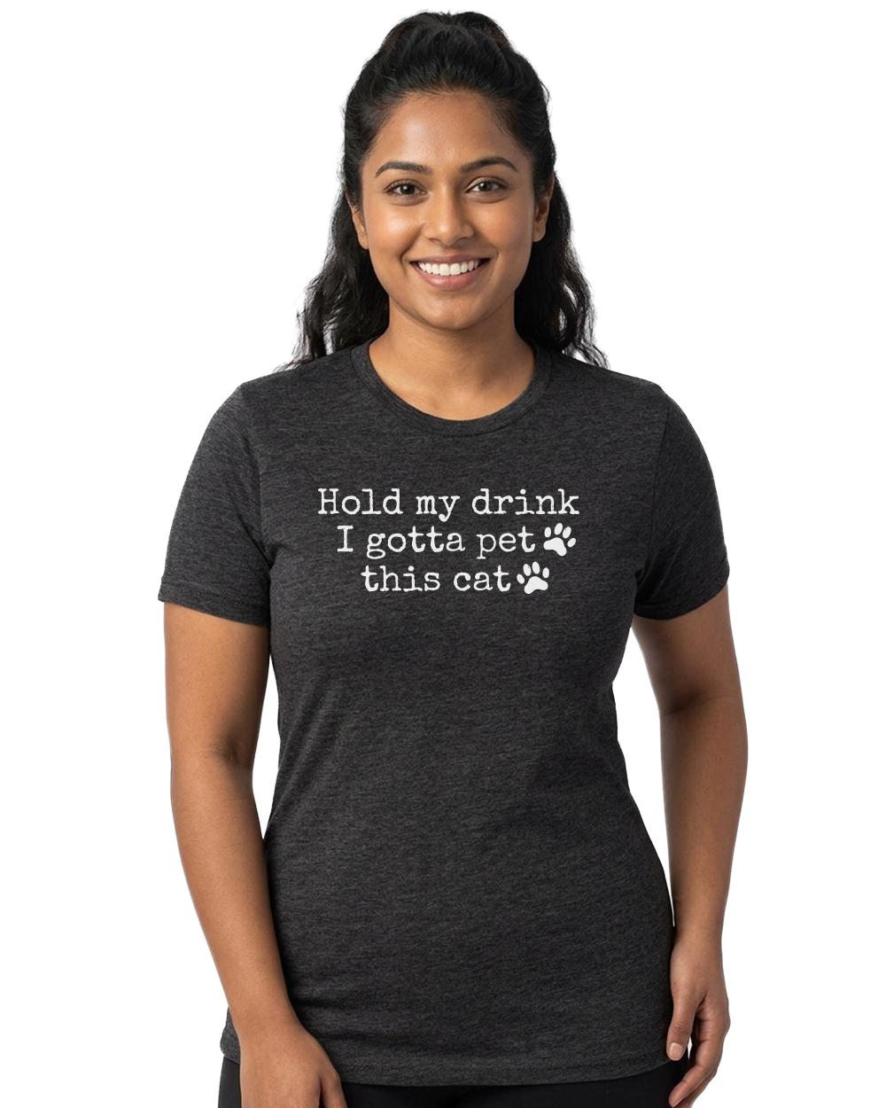 Hold My Drink I Gotta Pet This Cat Unisex Crew Neck T-Shirt - Gardens of Honey