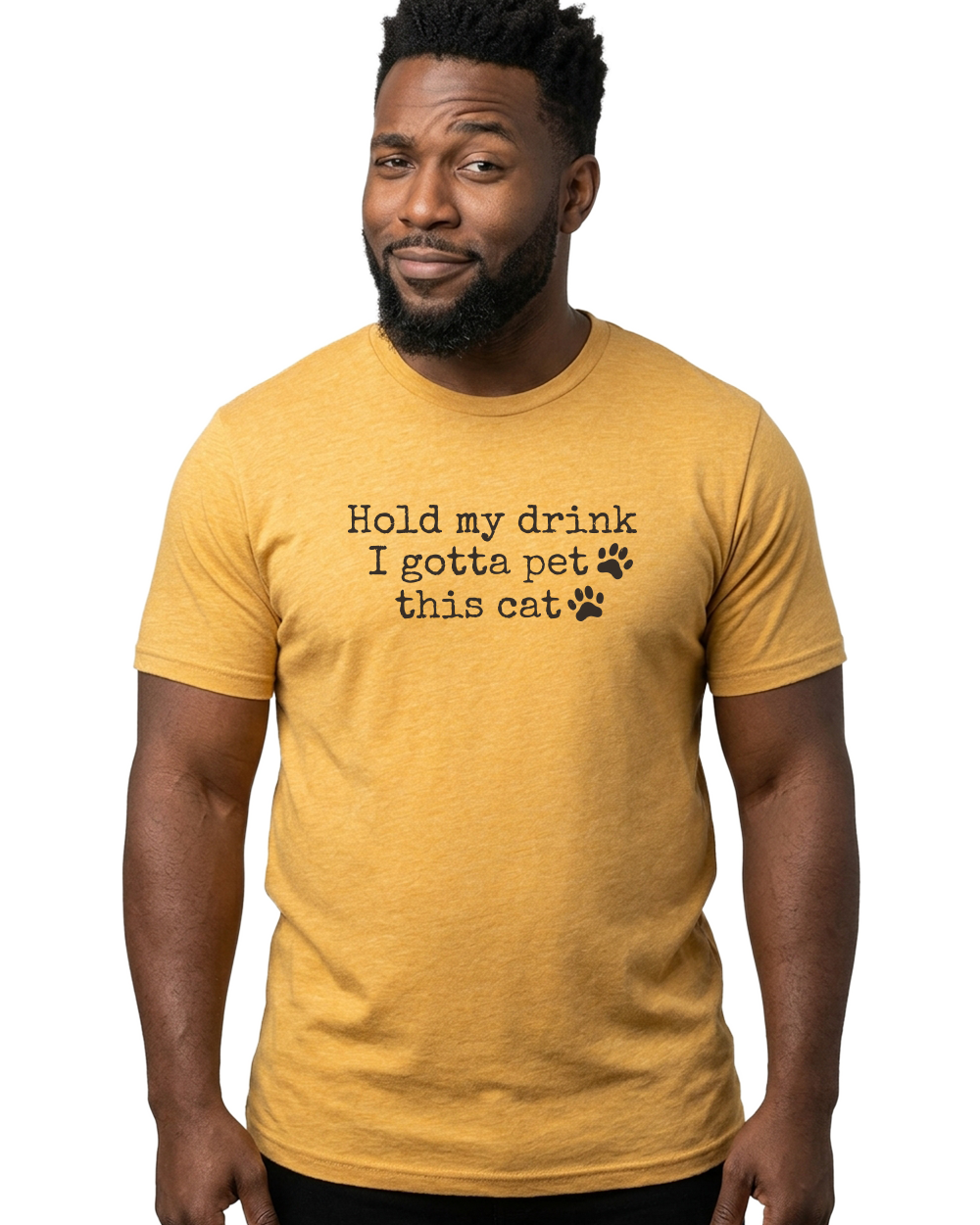 Hold My Drink I Gotta Pet This Cat Unisex Crew Neck T-Shirt - Gardens of Honey