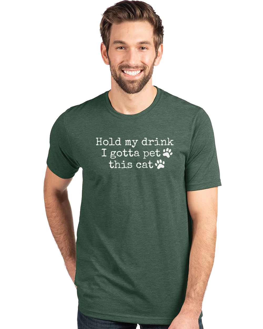 Hold My Drink I Gotta Pet This Cat Unisex Crew Neck T-Shirt - Gardens of Honey