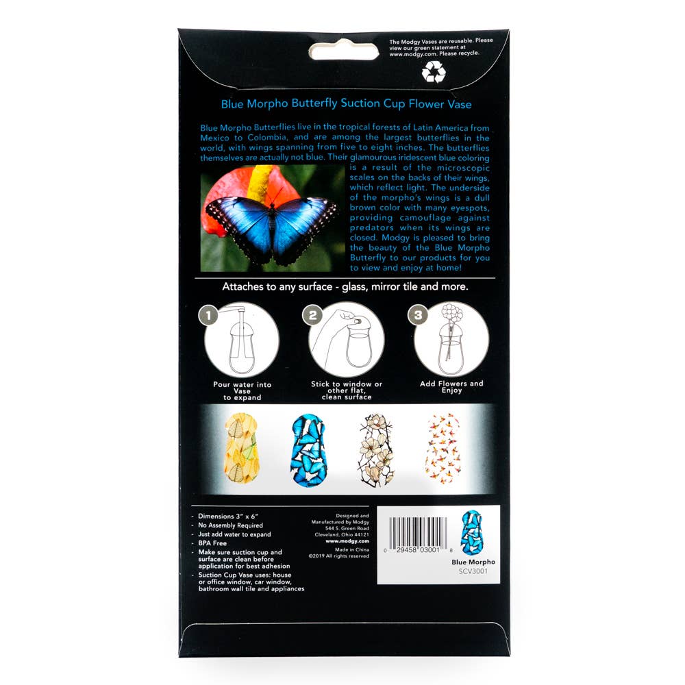 Blue Morpho Butterfly Suction Cup Vase