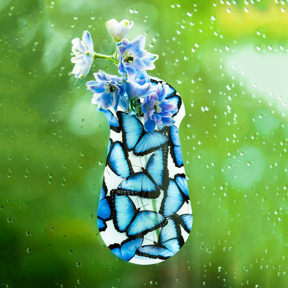 Blue Morpho Butterfly Suction Cup Vase
