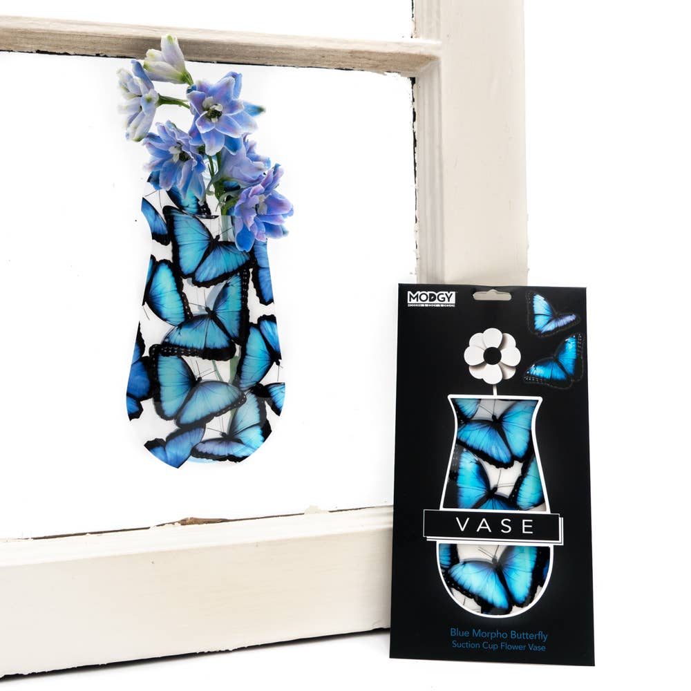 Blue Morpho Butterfly Suction Cup Vase