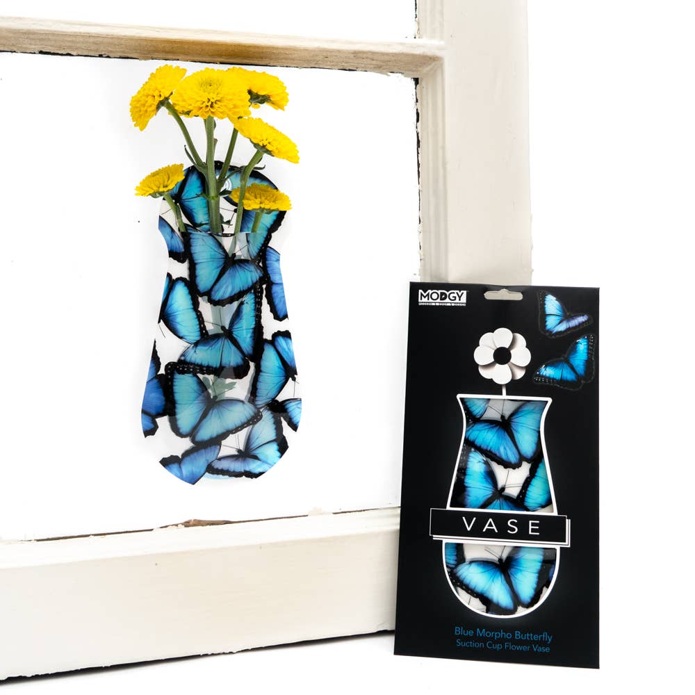 Blue Morpho Butterfly Suction Cup Vase