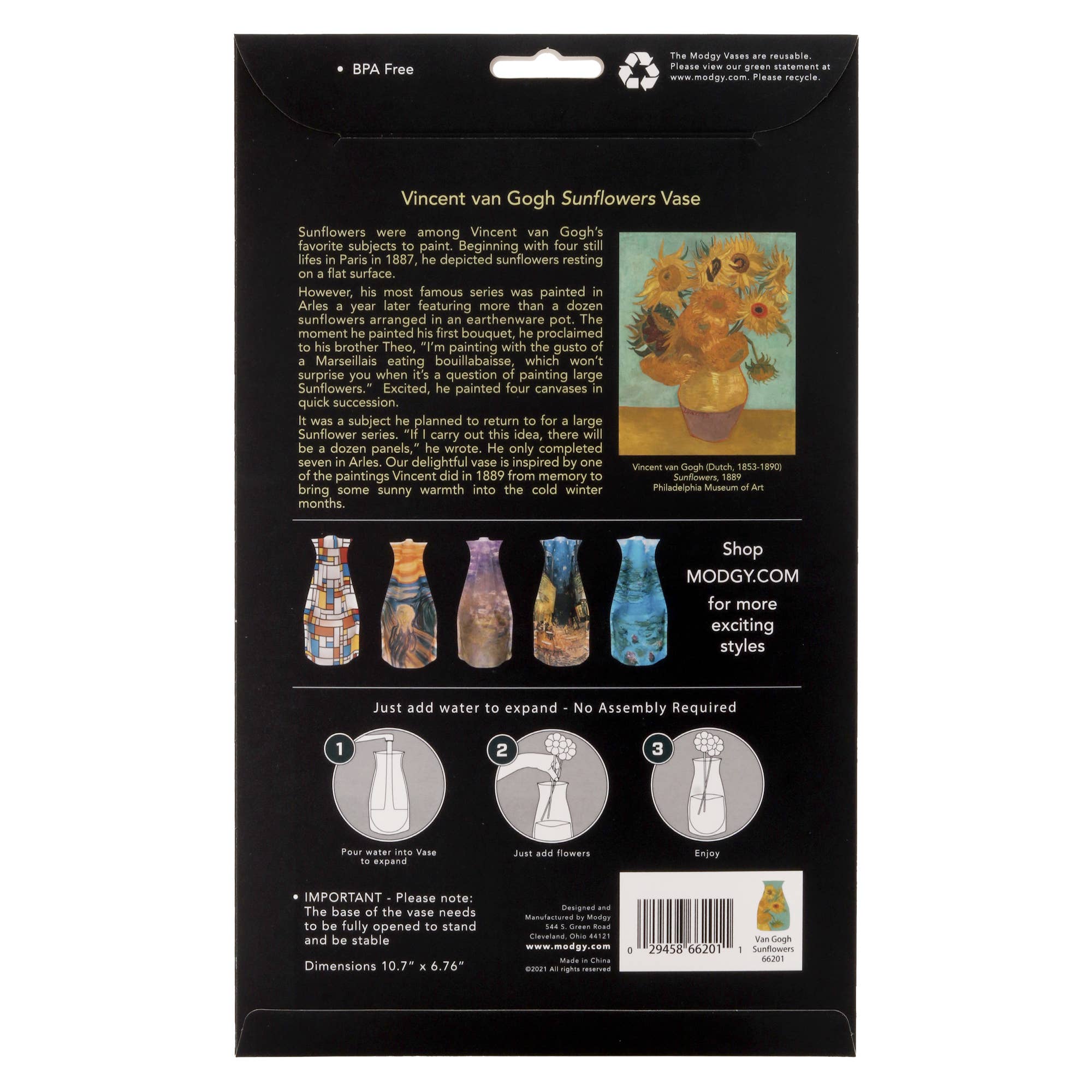 Modgy Expandable Vase - Van Gogh Sunflowers