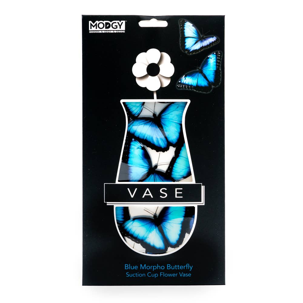 Blue Morpho Butterfly Suction Cup Vase