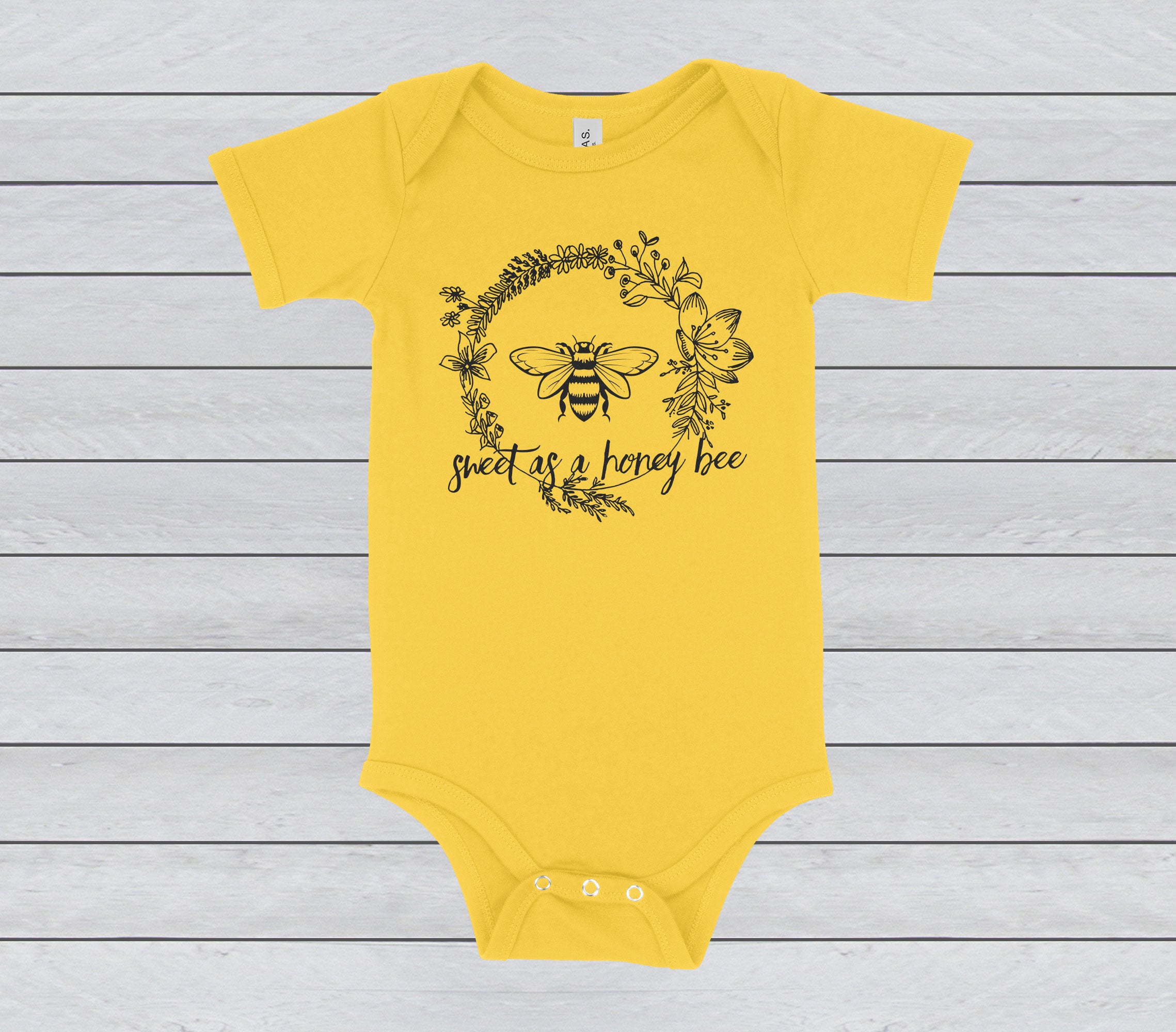 SWEET AS A HONEYBEE SHORT SLEEVE BABY BODYSUIT - INFANT ONESIE - Gardens of Honey