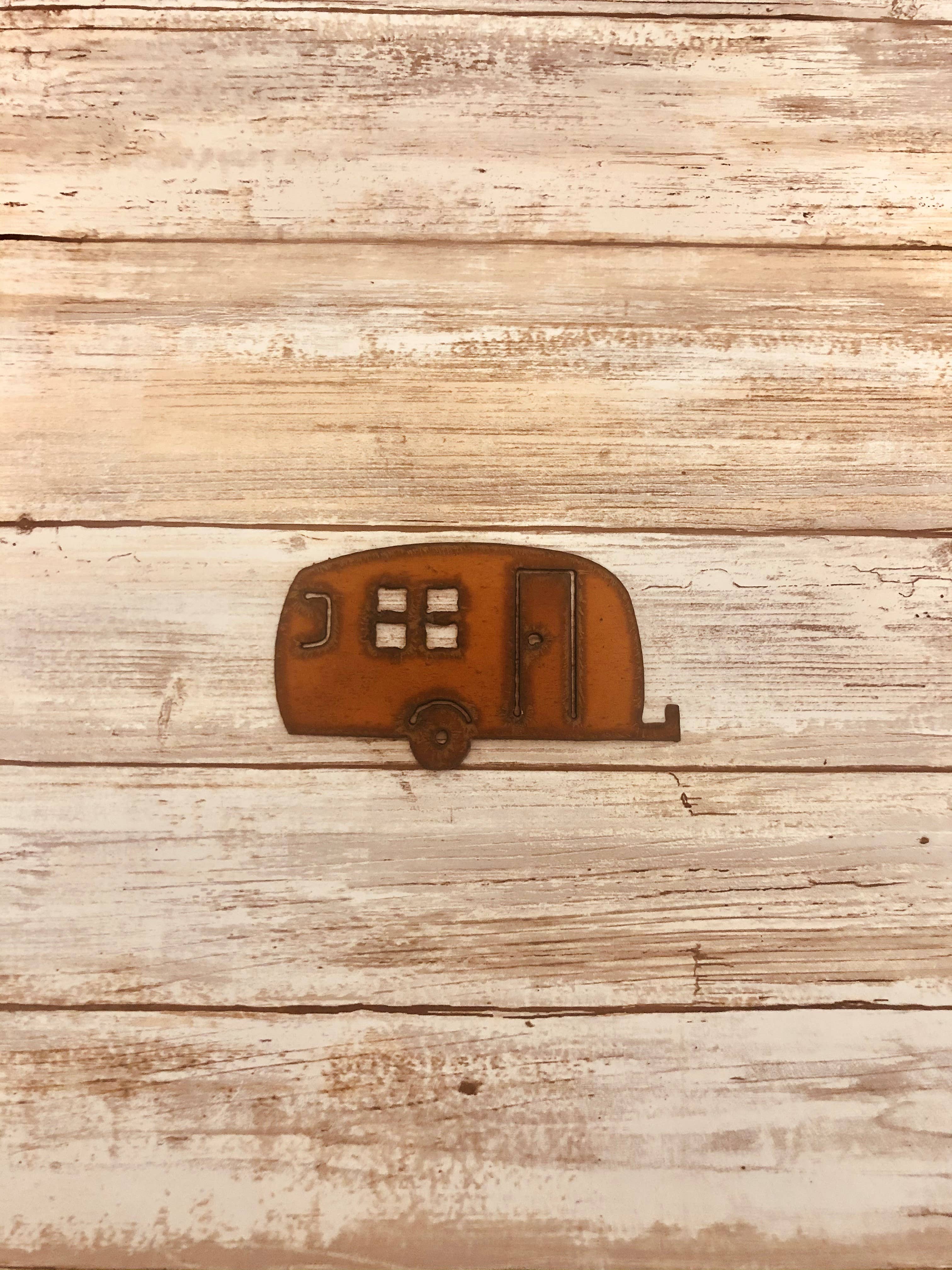 Camper Trailer KOA Camping Rusted Metal Magnet