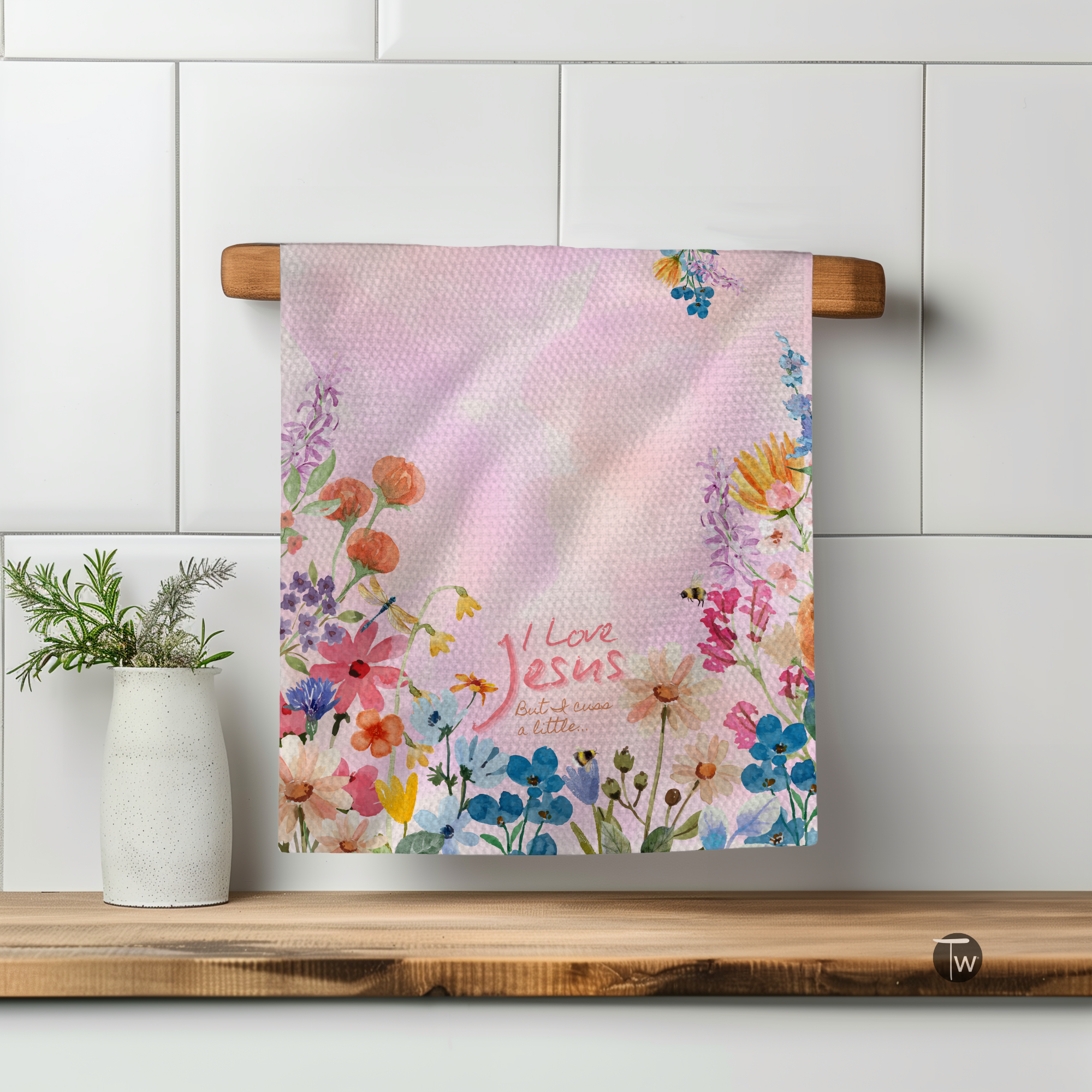 I Love Jesus But I Cuss a Little Kitchen Towel - Gardens of Honey