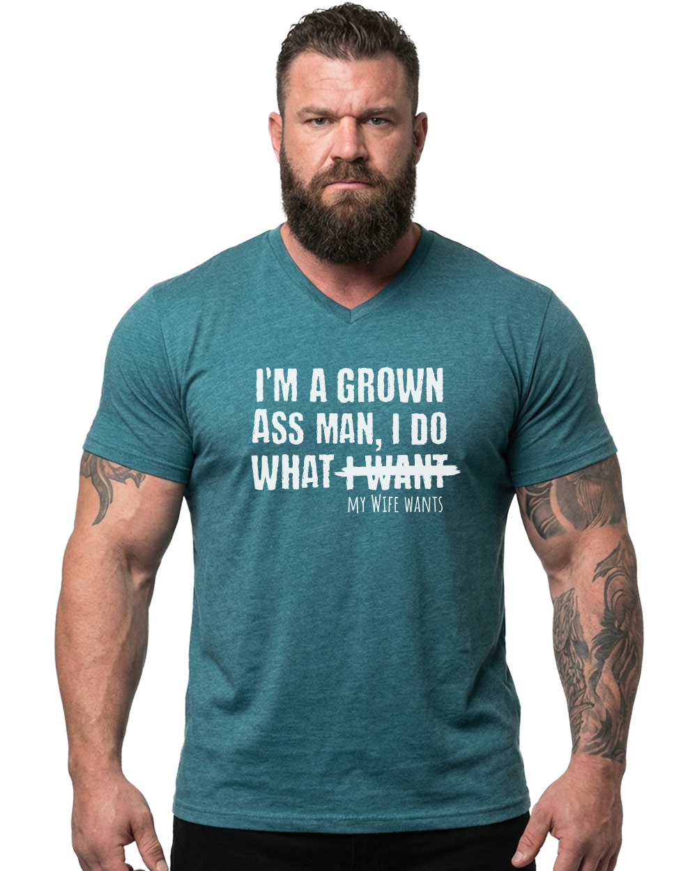 I Do What 𝙸̶-̶𝚆̶𝚊̶𝚗̶𝚝̶ My Wife Wants Unisex V-Neck T-Shirt