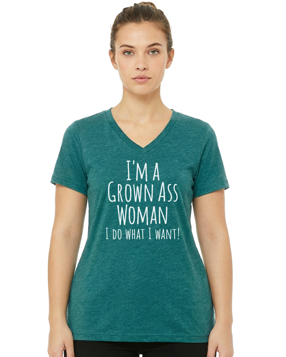 I'm a Grown Ass Woman V-Neck T-Shirt - Gardens of Honey
