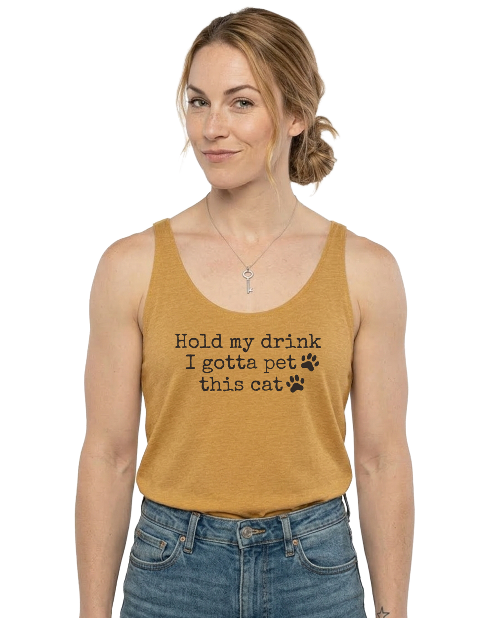 Hold My Drink I Gotta Pet This Cat Women's Festival Tank - Gardens of Honey