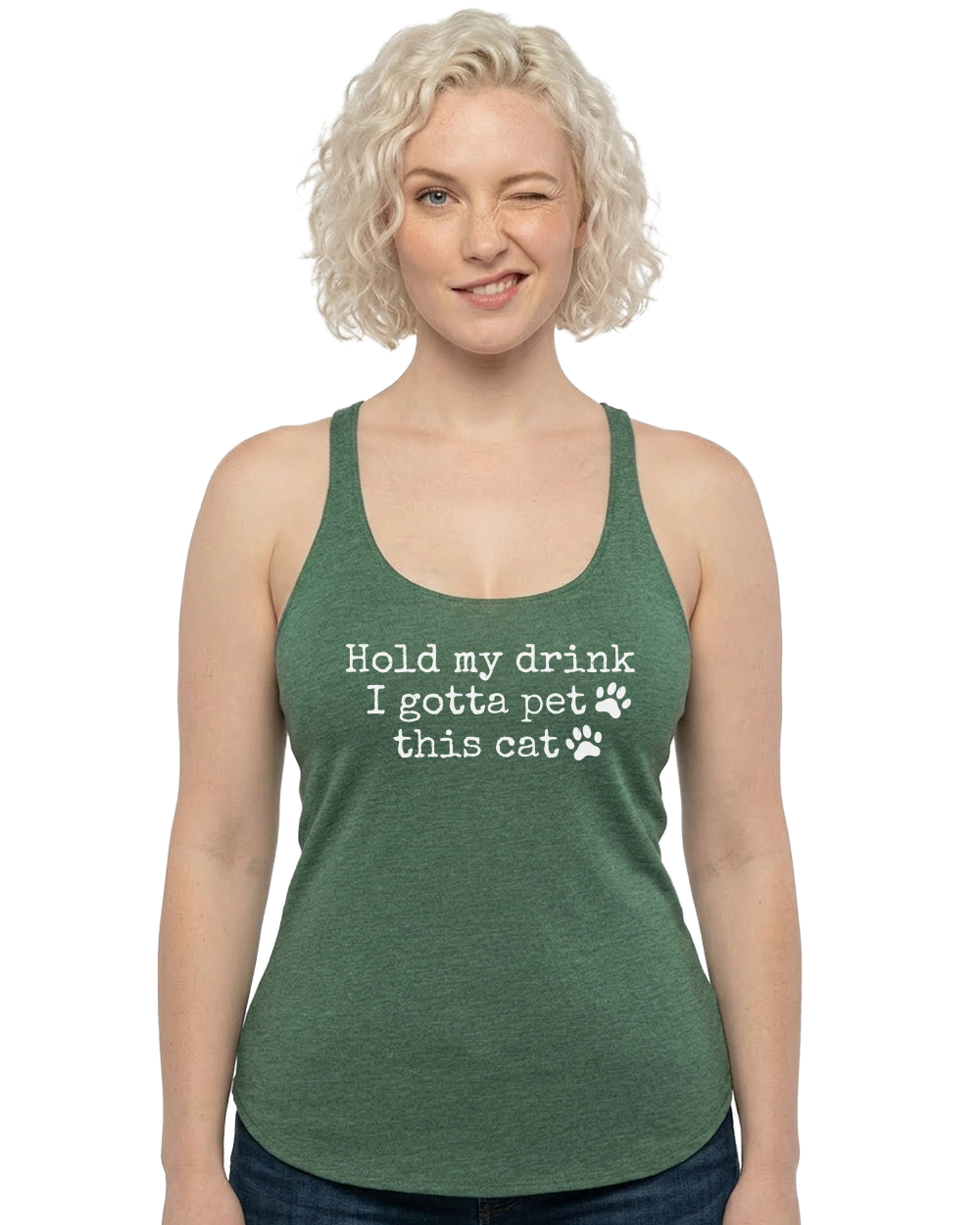 Hold My Drink I Gotta Pet This Cat Women's Festival Tank - Gardens of Honey