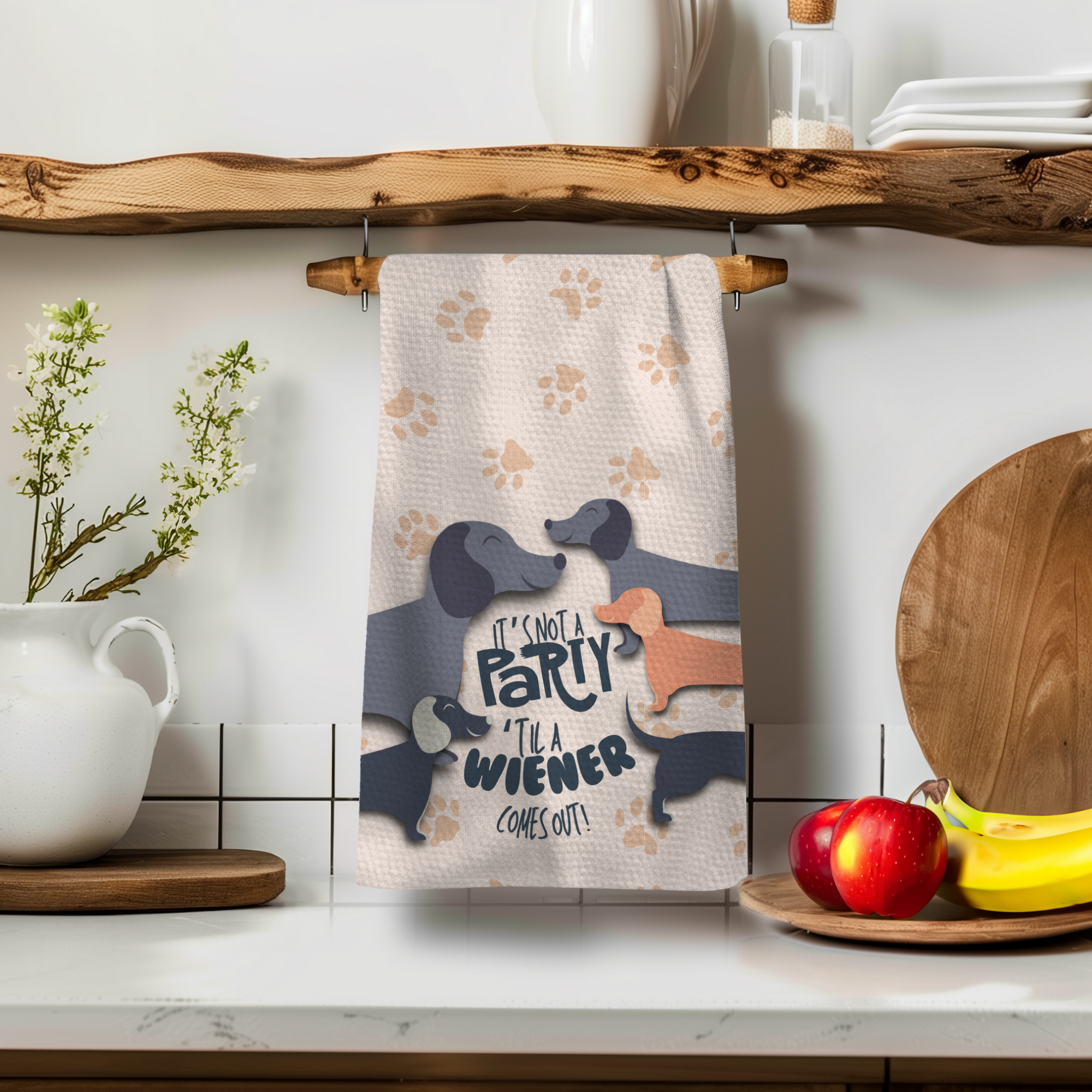 It's Not a Party 'Til a Wiener Comes Out Tea Towel - Gardens of Honey