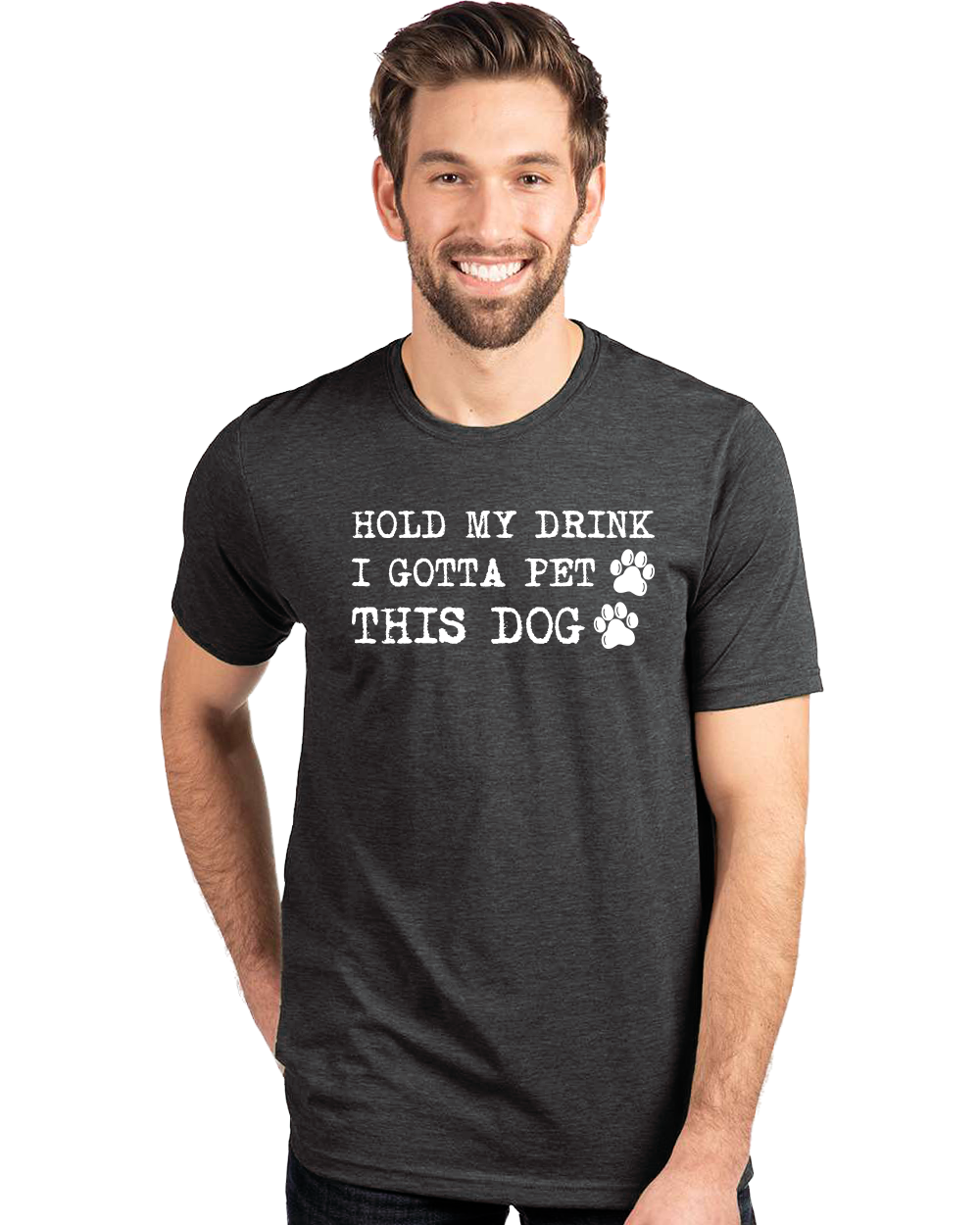 Hold My Drink I Gotta Pet This Dog Unisex Crew Neck T-Shirt