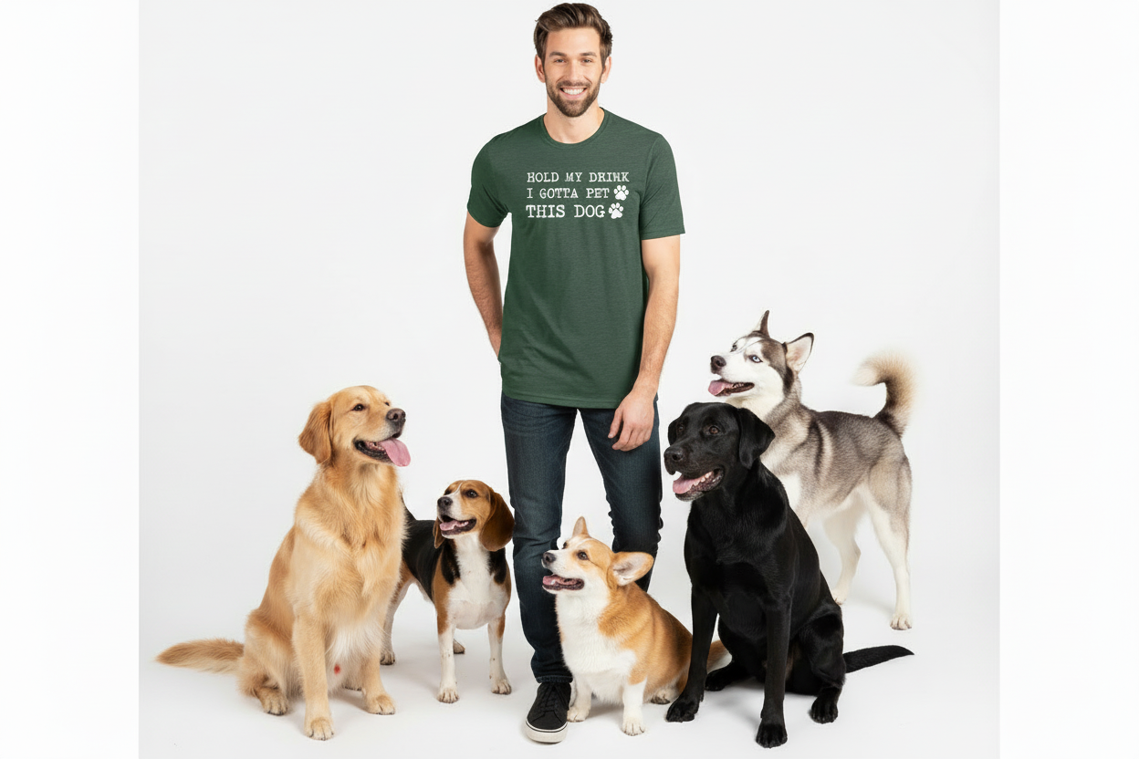 Hold My Drink I Gotta Pet This Dog Unisex Crew Neck T-Shirt