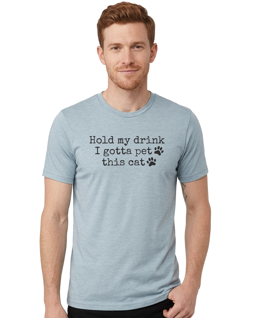 Hold My Drink I Gotta Pet This Cat Unisex Crew Neck T-Shirt - Gardens of Honey