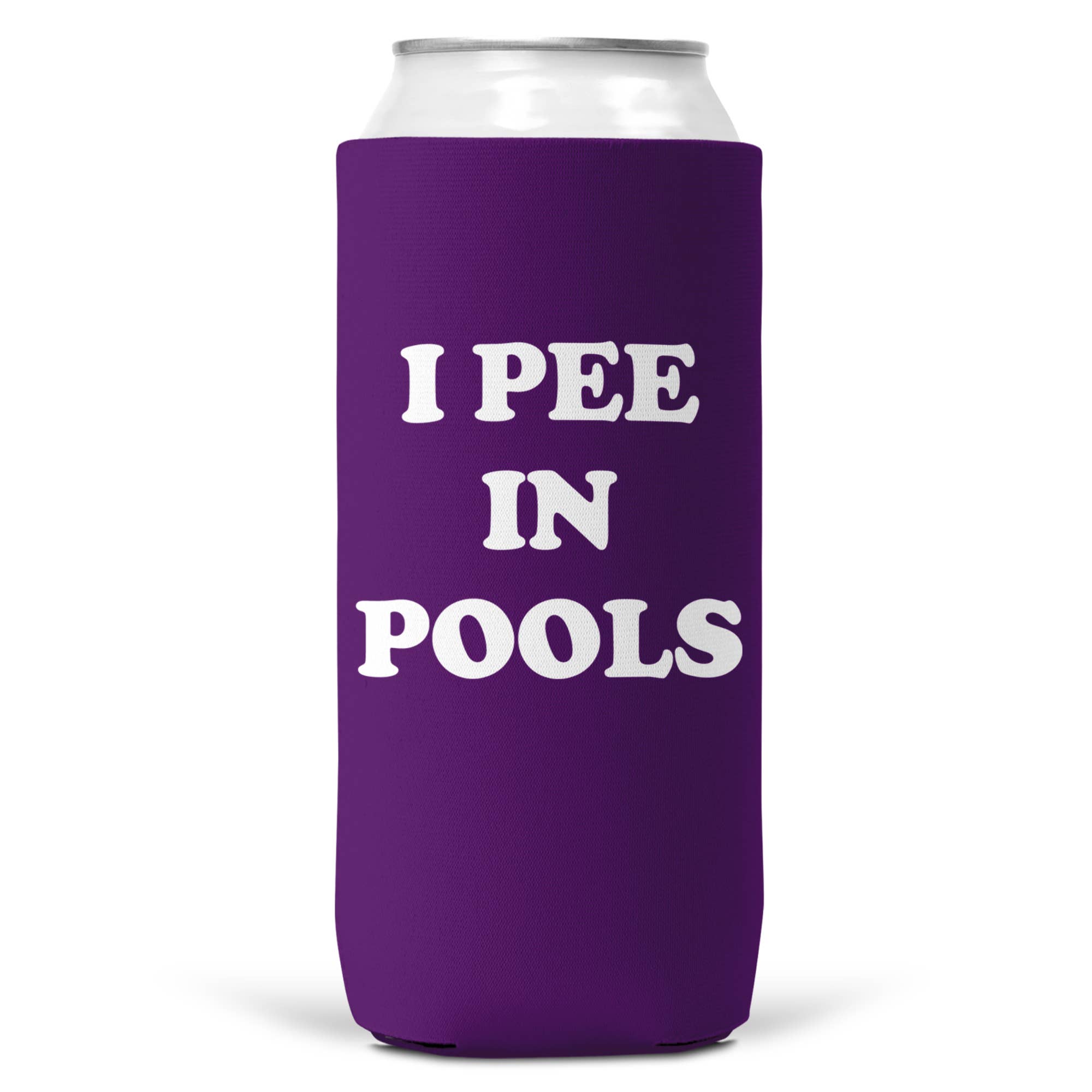 I Pee In Pools Slim Koozie Cooler Can