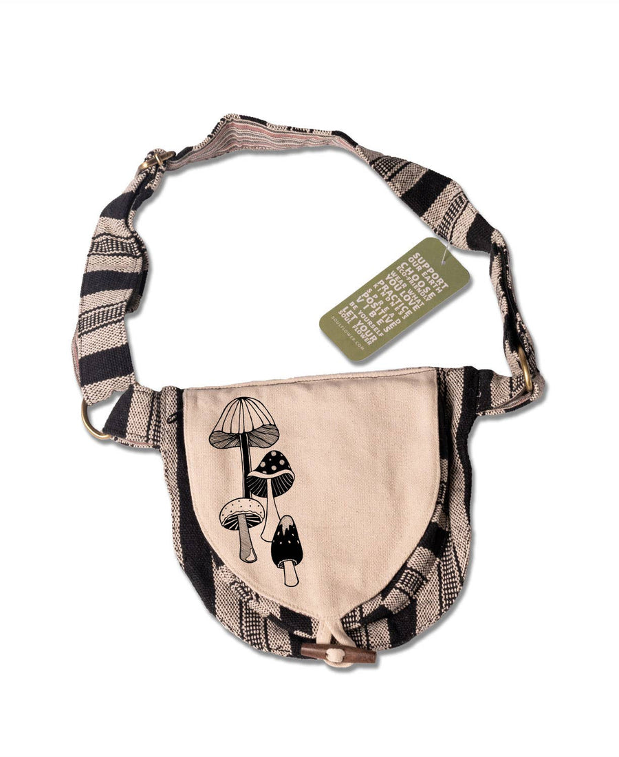 Retro Mushrooms Canvas Hip Bag