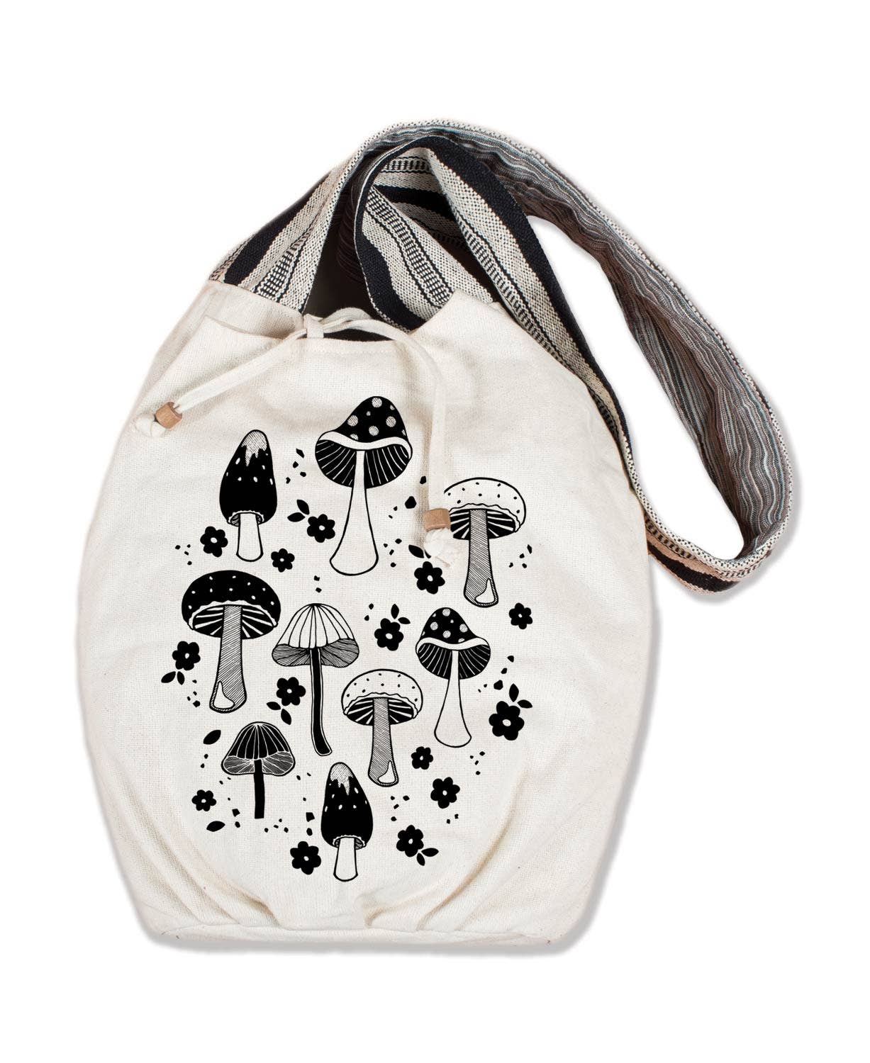 Shrooms & Blooms Canvas Boho Bag