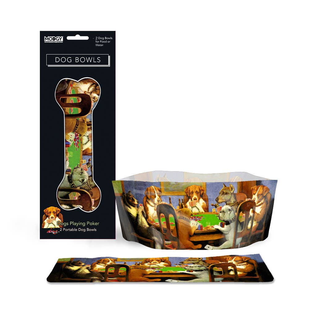 Dogs Playing Poker Reusable Dog Bowls