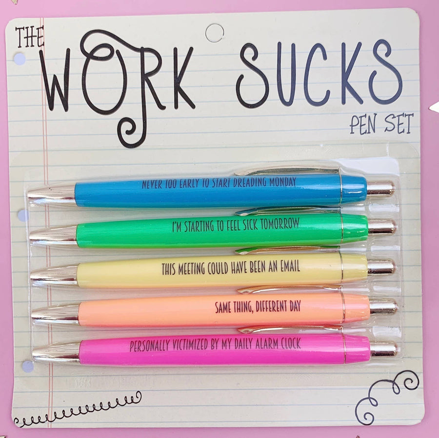 Work Sucks Funny Pen Set