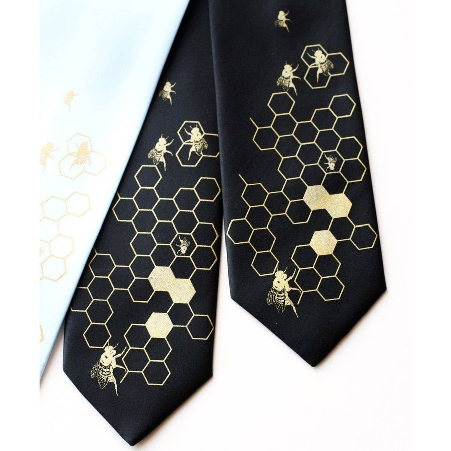 HONEYBEE SILK NECK TIE ~ BEEHIVE 