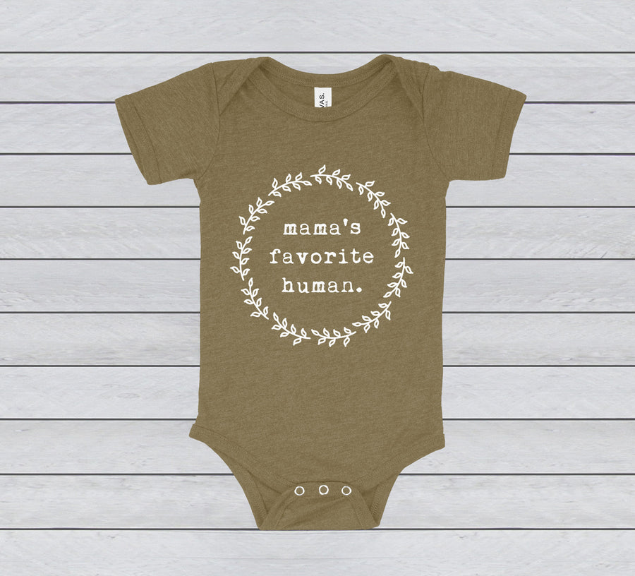 MAMA'S FAVORITE HUMAN BABY BODYSUIT - INFANT ONESIE