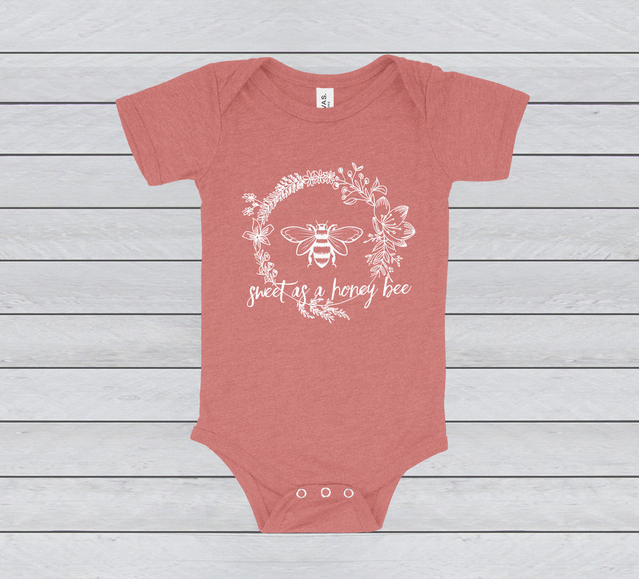SWEET AS A HONEYBEE SHORT SLEEVE BABY BODYSUIT - INFANT ONESIE
