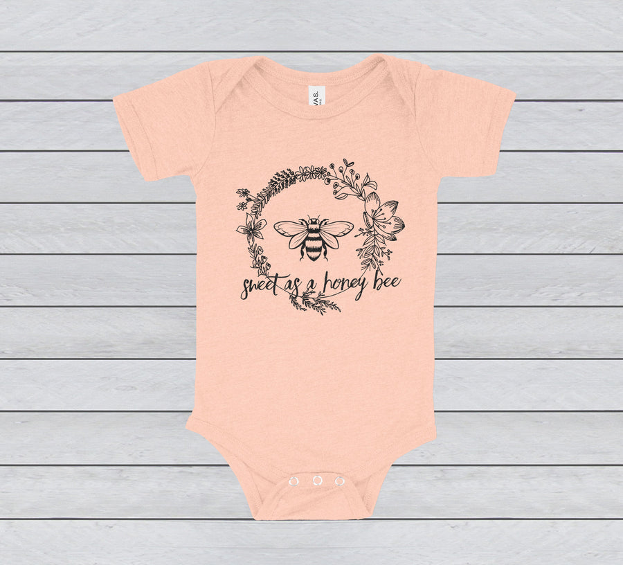 SWEET AS A HONEYBEE SHORT SLEEVE BABY BODYSUIT - INFANT ONESIE