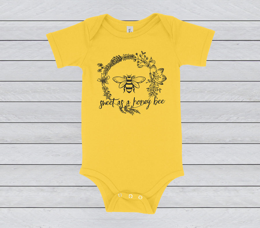 SWEET AS A HONEYBEE SHORT SLEEVE BABY BODYSUIT - INFANT ONESIE