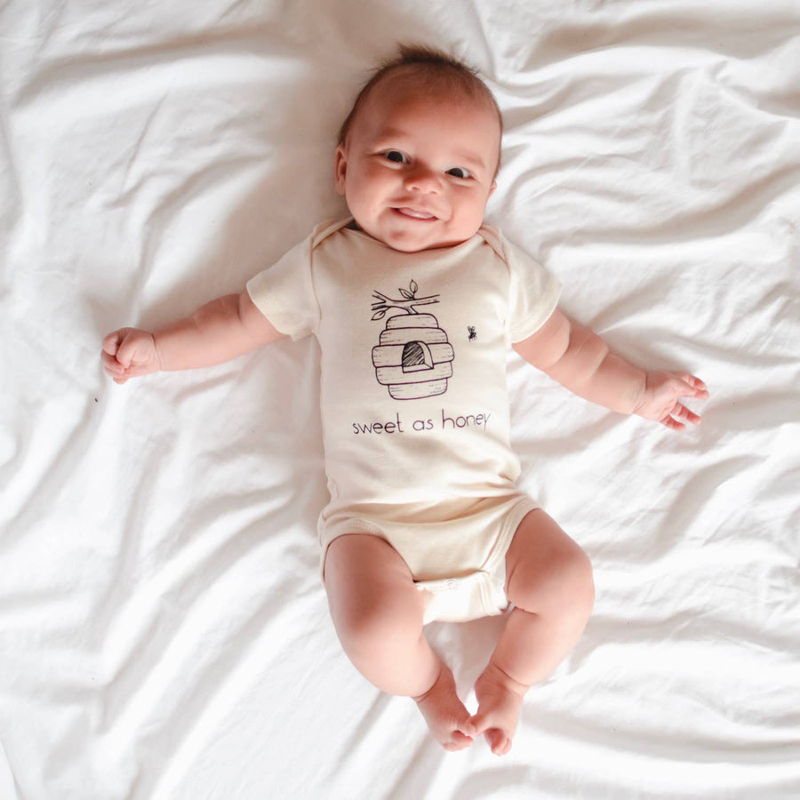 SWEET AS A HONEYBEE BEEHIVE ORGANIC BABY BODYSUIT - Bee The Change