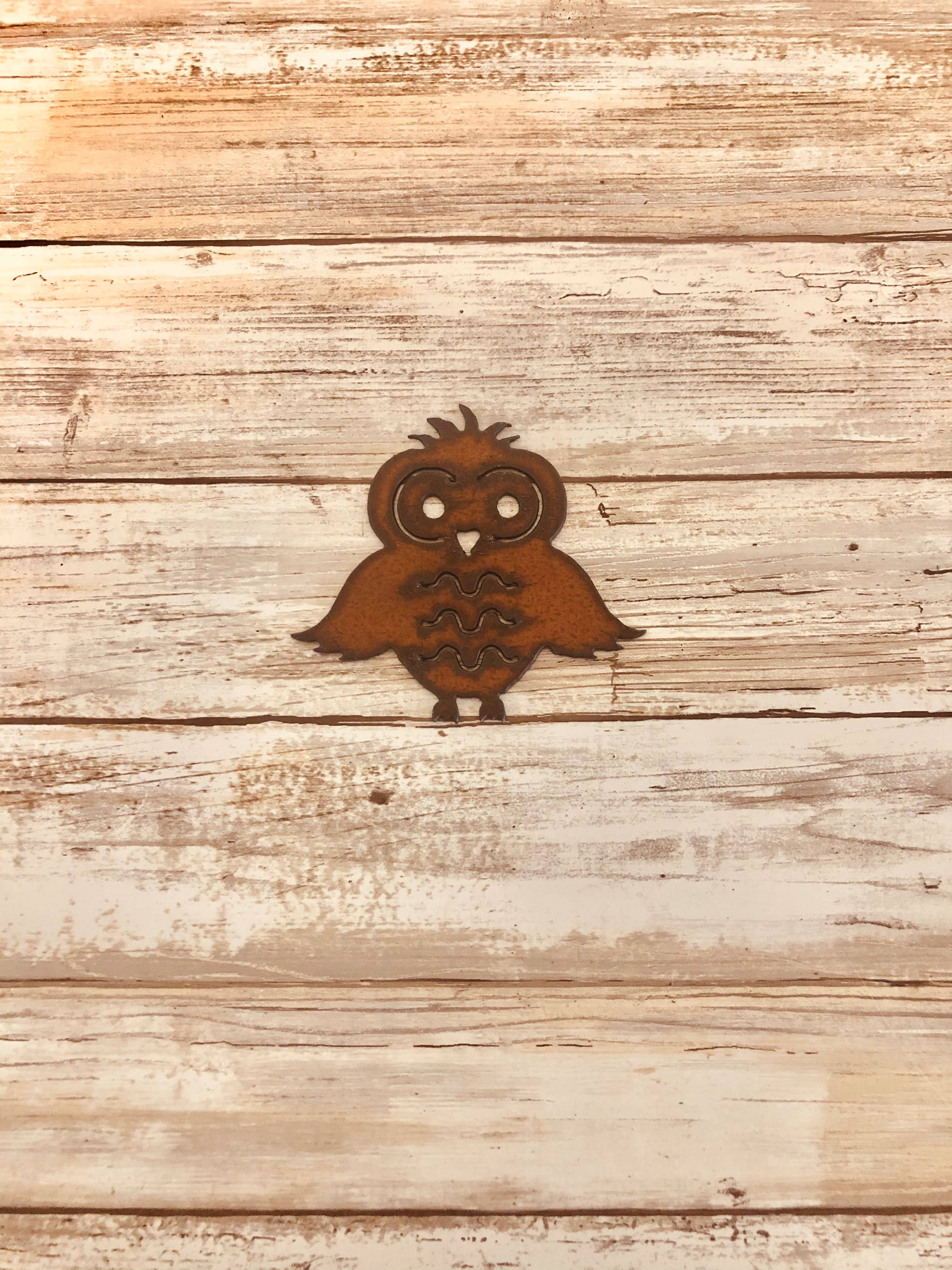 Owl Rusted Metal Magnet