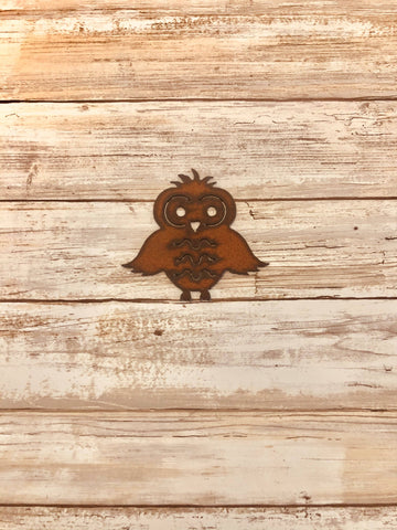 OWL MAGNET RUSTED METAL