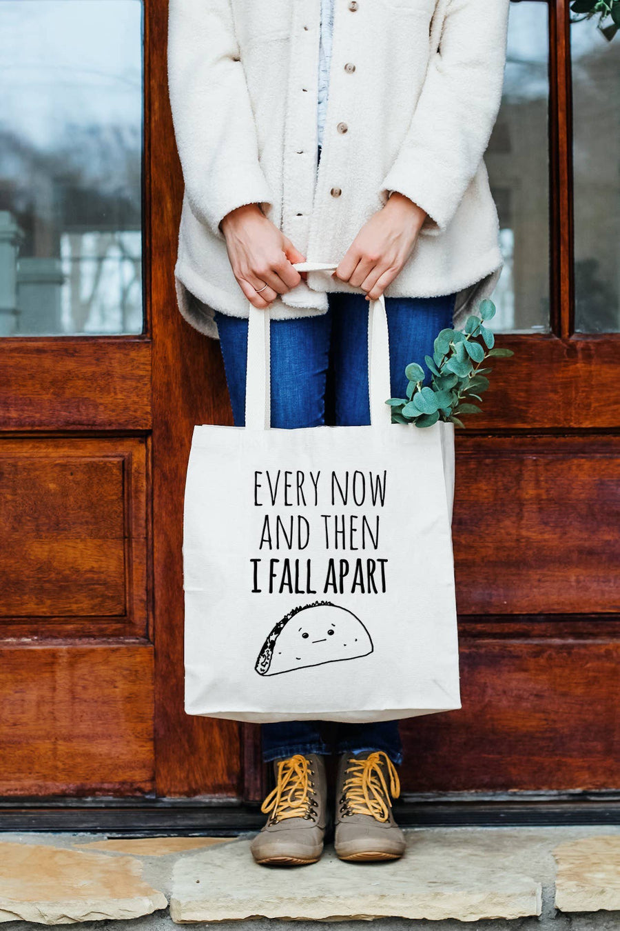 Every Now and Then I Fall Apart (Taco) Tote Bag