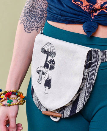 Retro Mushrooms Canvas Hip Bag